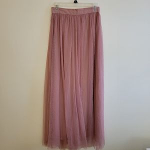 Floor Length Tulle Rose Pink Skirt
